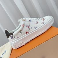 Louis Vuitton Time Out Sneakers Women Monogram Debossing Leather White/Multicolor