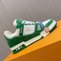 Louis Vuitton LV Trainer Sneakers Unisex Monogram Denim And Embossed Calf Leather 1A9JG9 Green