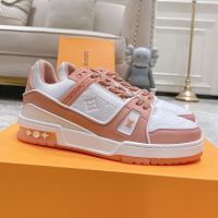 Louis Vuitton LV Trainer Sneakers Unisex Mix Of Materials 1ABOEE Pink/White