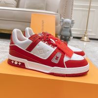 Louis Vuitton LV Trainer Sneakers Unisex Mix Of Materials 1ABOEE Red