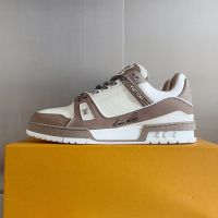 Louis Vuitton LV Trainer Sneakers Unisex Nubuck And Grained Calf Leather 1ACX5C Grey