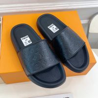 Louis Vuitton Waterfront Slides Unisex Monogram Embossed Rubber Black